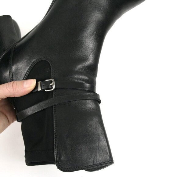 Aqua College Black Leather Sexy Heeled Ankle Boots Sz 9.5 - Picture 12 of 13